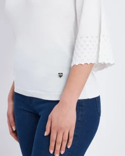 Maglia con scollo a barca e manica 3/4 BIANCO