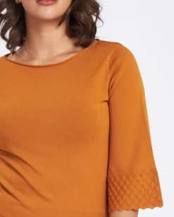Maglia con scollo a barca e manica 3/4 CURCUMA