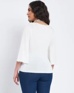Maglia con scollo a barca e manica 3/4 BIANCO