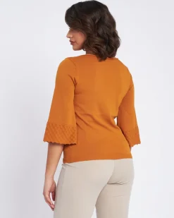 Maglia con scollo a barca e manica 3/4 CURCUMA