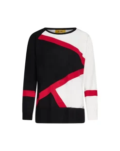 Maglia con scollo regolare e motivo a fantasia frontale NERO