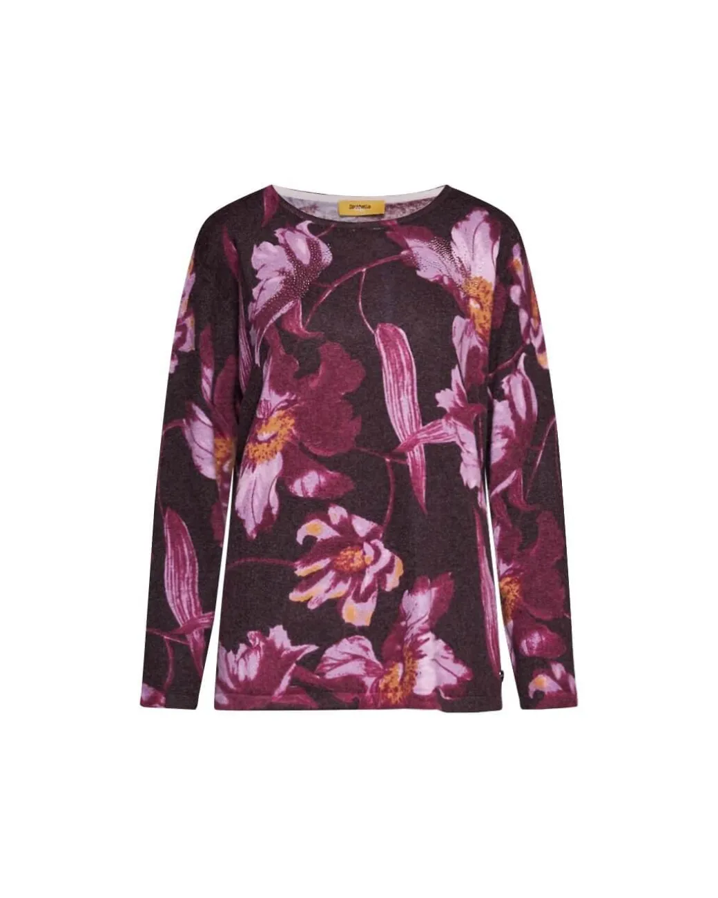 Maglia girocollo a fantasia floreale all over VIOLA