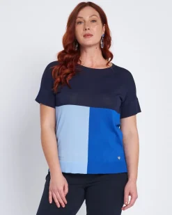 Maglia girocollo con intarsi a 3 colori ROYAL BLUE