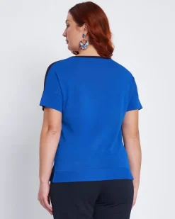 Maglia girocollo con intarsi a 3 colori ROYAL BLUE