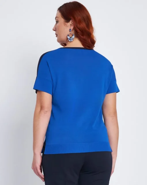 Maglia girocollo con intarsi a 3 colori ROYAL BLUE