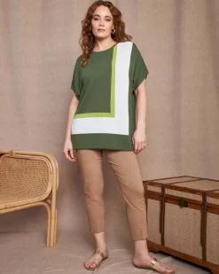 Maglia girocollo in filato di misto viscosa con motivo a righe color-b