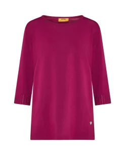 Maglia girocollo in filato di misto viscosa con strass SUMMER PURPLE