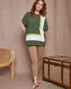 Maglia girocollo in filato di misto viscosa con motivo a righe color-b