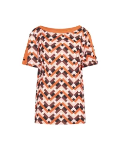 Maglia in fantasia con dettaglio bottoncini ARANCIO