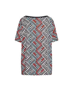 Maglia in fantasia con dettaglio bottoncini BIANCO-NERO