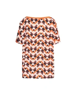 Maglia in fantasia con dettaglio bottoncini ARANCIO