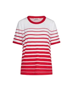 Maglia in fantasia righe e lurex ROSSO-BIANCO