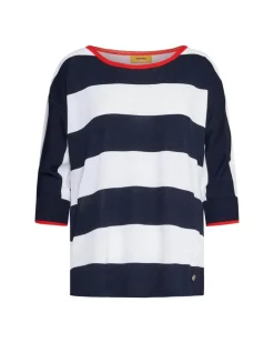 Maglia in filato di misto viscosa a righe bi-colore con profili a cont