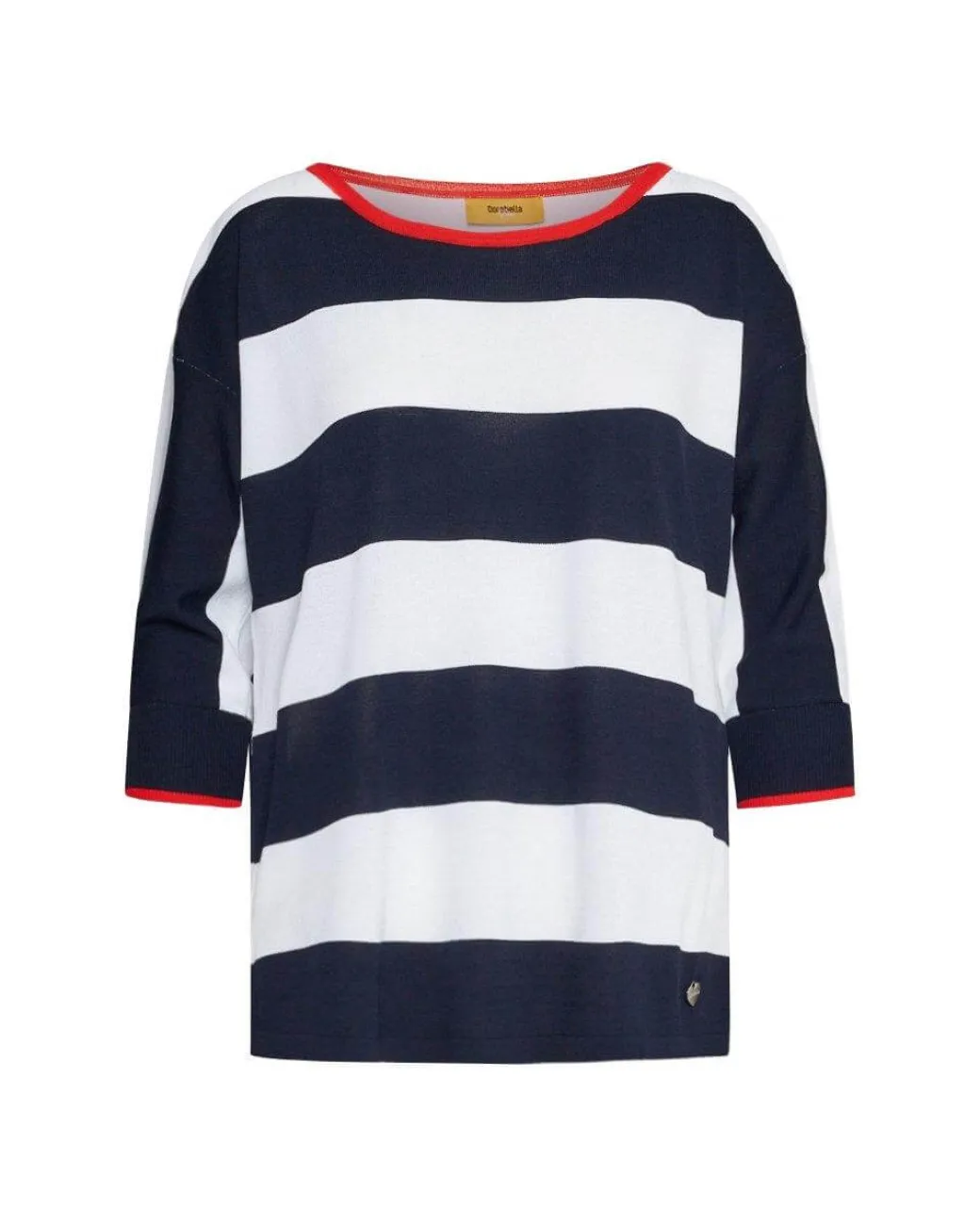 Maglia in filato di misto viscosa a righe bi-colore con profili a cont