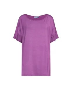 Maglia in filato di viscosa elasticizzata tinta unita con scollo roton