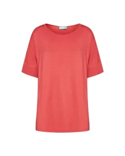 Maglia in filato di viscosa elasticizzata tinta unita con scollo roton
