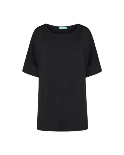 Maglia in filato di viscosa elasticizzata tinta unita con scollo roton