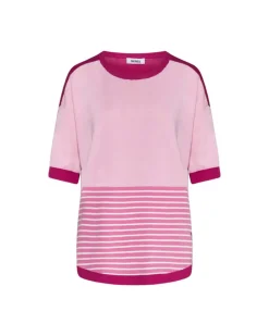 Maglia in viscosa a righe MAGENTA
