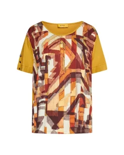 Maglia in viscosa elasticizzata tinta unita con parte frontale con fan