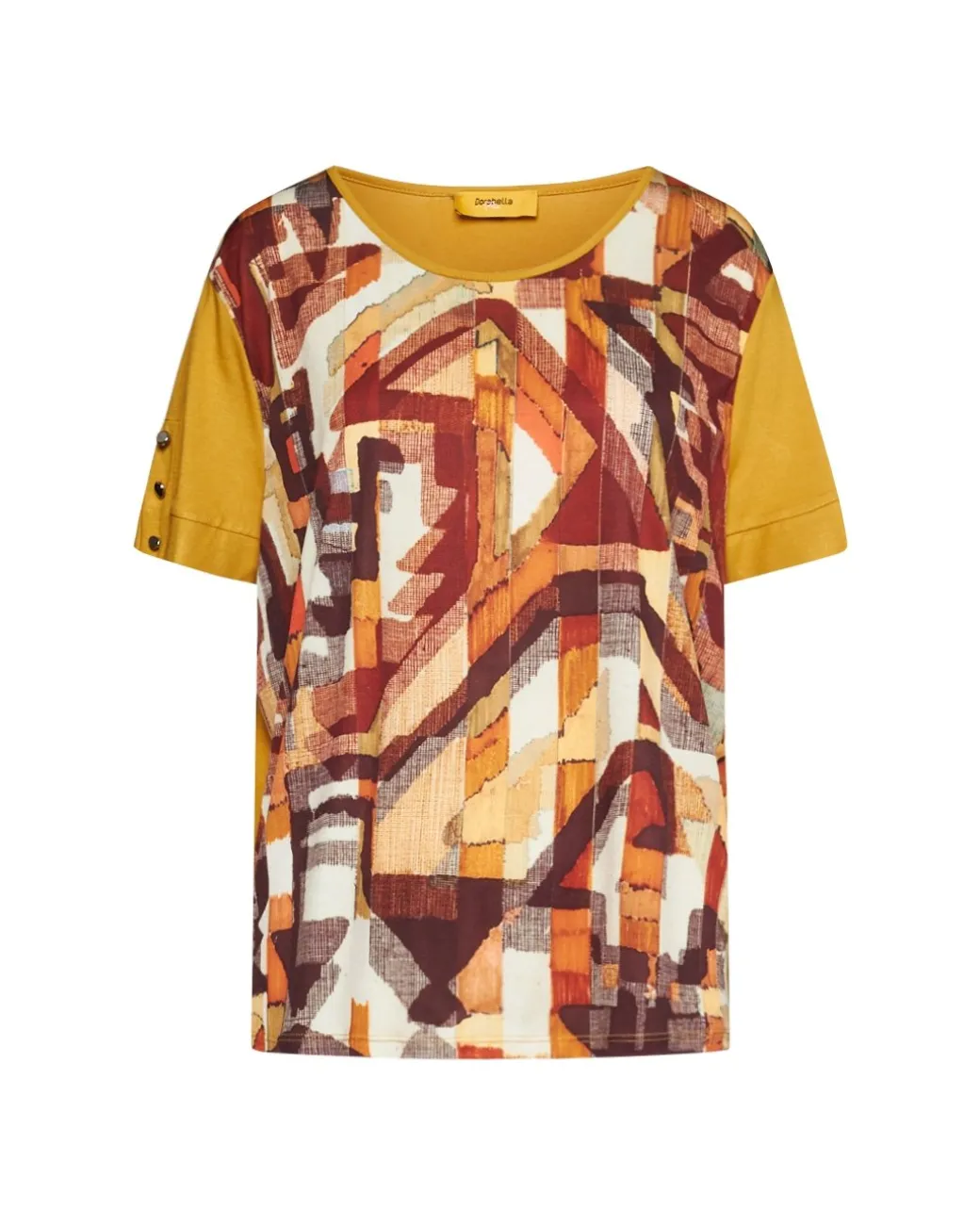 Maglia in viscosa elasticizzata tinta unita con parte frontale con fan