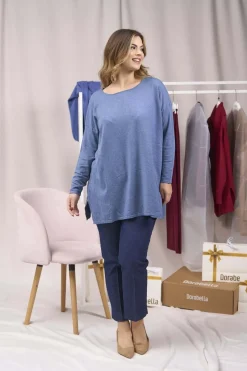 Maglia maxi girocollo con spacchi POLVERE