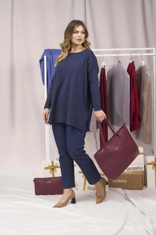 Maglia maxi girocollo con spacchi BLUE NAVY