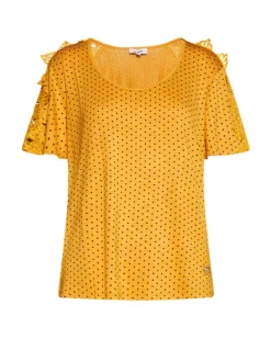 Maglia pois con macramé GIALLO
