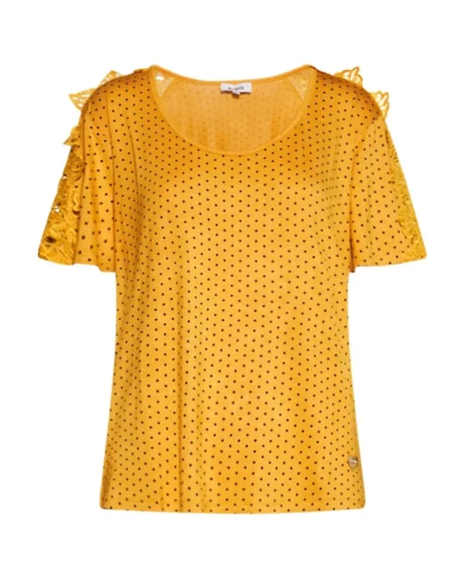 Maglia pois con macramé GIALLO