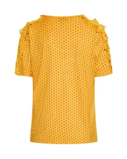Maglia pois con macramé GIALLO