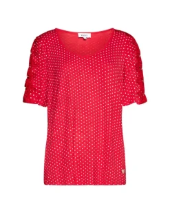 Maglia pois con macramé ROSSO