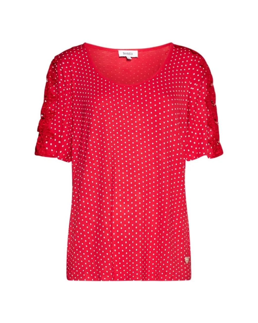 Maglia pois con macramé ROSSO
