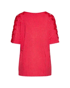 Maglia pois con macramé ROSSO