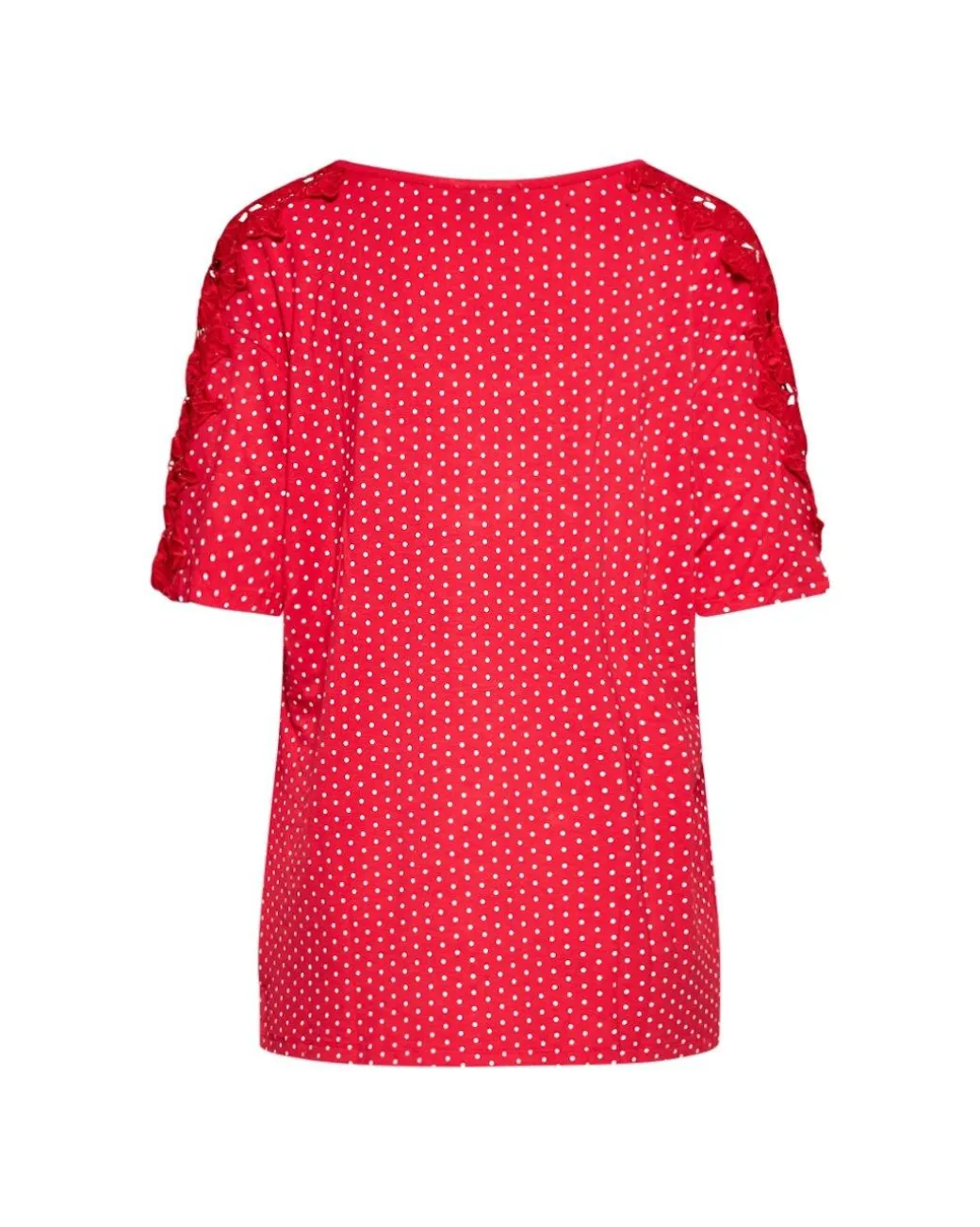 Maglia pois con macramé ROSSO