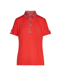 Maglia polo con colletto floreale CORALLO