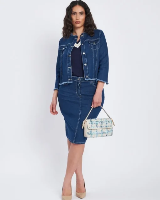 Maglia scollo a V con orli a costine bicolor BLU