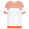 Maglia scollo a V fantasia a righe ARANCIO