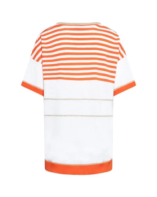 Maglia scollo a V fantasia a righe ARANCIO