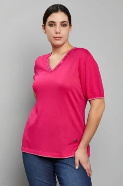 Maglia scollo a V MAGENTA