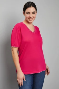 Maglia scollo a V MAGENTA