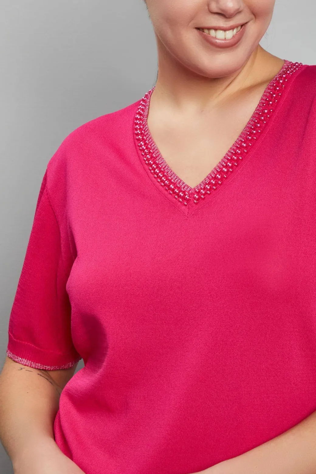 Maglia scollo a V MAGENTA
