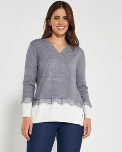 Maglia scollo "V" GRIGIO MEDIO