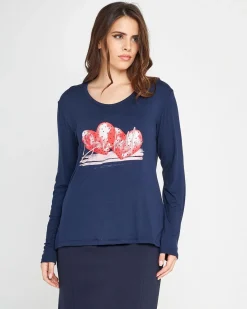 Maglia stampa cuori Blu