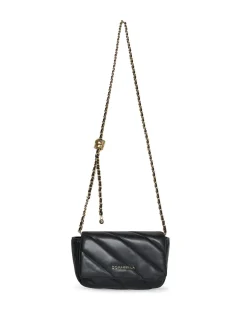 Mini bag con tracolla a catena intrecciata NERO