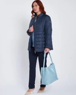 Pantalone a palazzo con vita elastica BLU