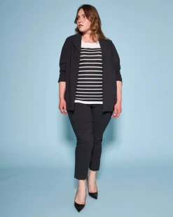 Pantalone a sigaretta in gabardine di misto viscosa elasticizzata NERO