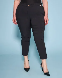 Pantalone a sigaretta in gabardine di misto viscosa elasticizzata NERO