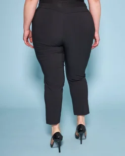 Pantalone a sigaretta in gabardine di misto viscosa elasticizzata NERO