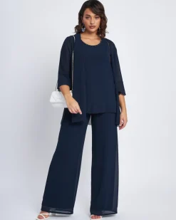 Pantalone ampio con bustino elastico BLU