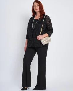 Pantalone ampio con vita elastica in jersey stretch NERO