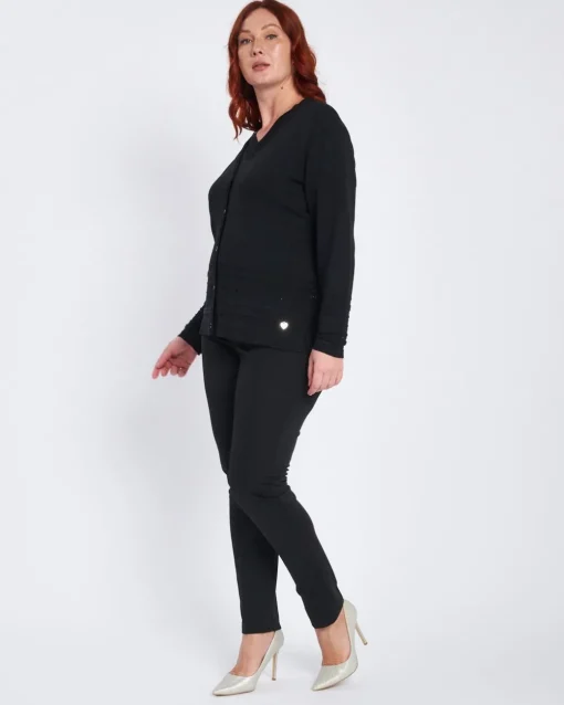 Pantalone basic con taglio push up posteriore NERO